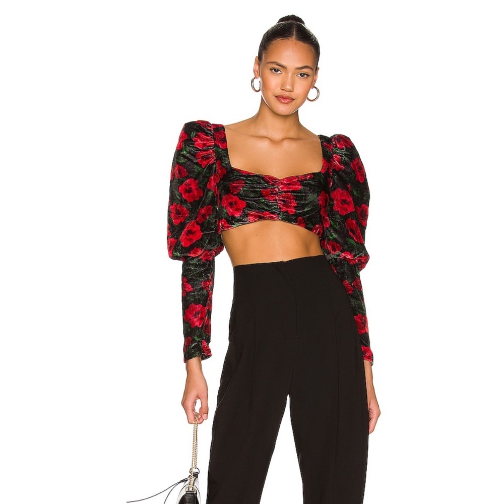 Lovers and Friends Jackie Cropped Top in French Rose Floral - Picture 2 of 8